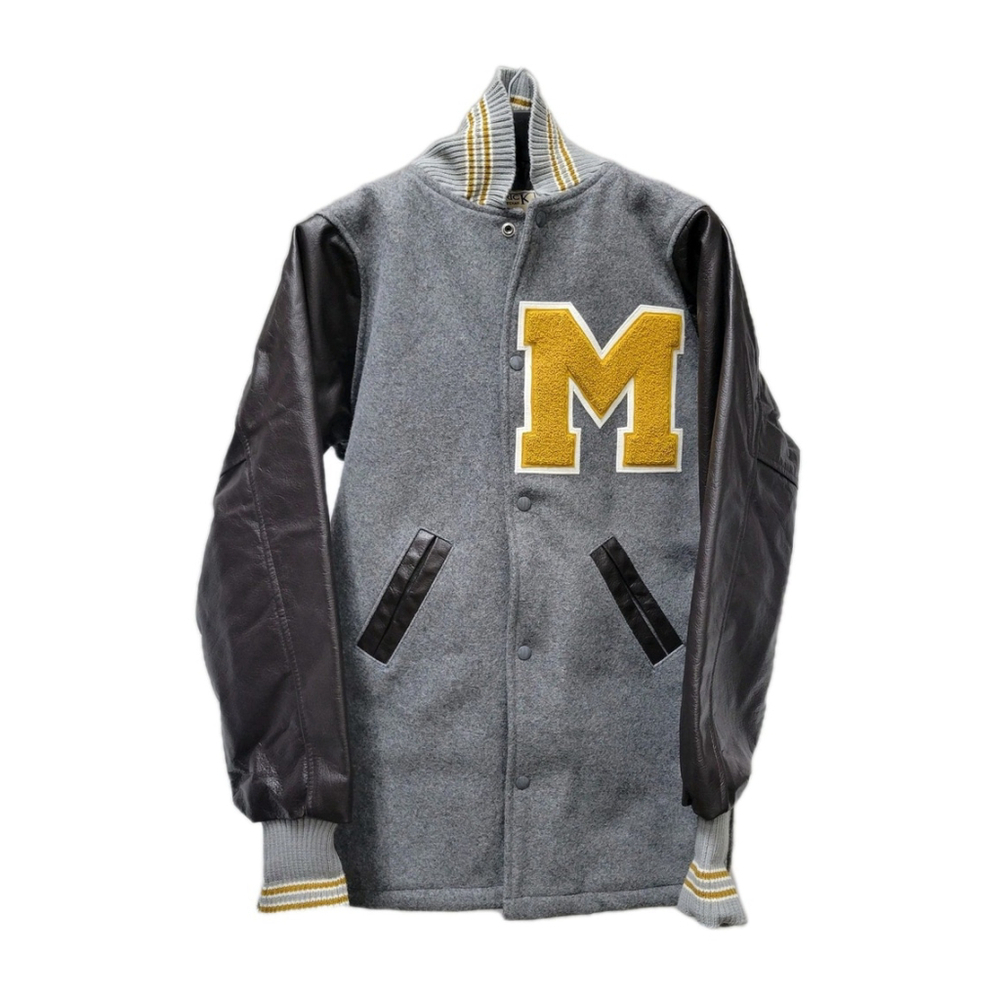 Maverick Dallas Vintage Wool Leather-Trim Long-Sleeves Varsity Jacket Medium